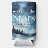 水彩青い星空の天空シナ結婚ーズ スリム缶クーラー (裏面)
