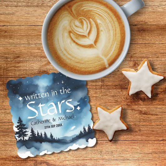 水彩青い星空の天空シナ結婚ーズ ペーパーコースター