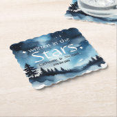 水彩青い星空の天空シナ結婚ーズ ペーパーコースター (アングル)