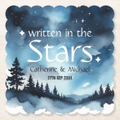 水彩青い星空の天空シナ結婚ーズ ペーパーコースター (正面)