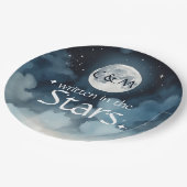 水彩青い星空の天空シナ結婚ーズ ペーパープレート (アングル)