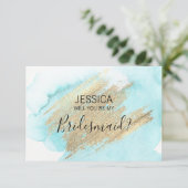 水彩青い水を私の花嫁にしてくれる？ 招待状 (スタンド正面)