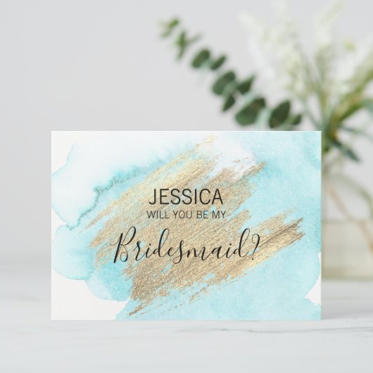 水彩青い水を私の花嫁にしてくれる？ 招待状 (スタンド正面)