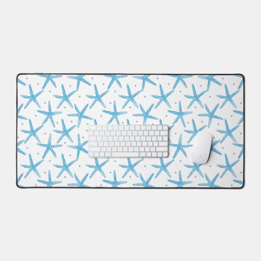 水彩青い海の星模様 デスクマット (キーボード&マウス)