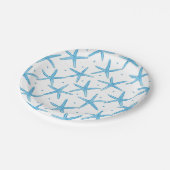 水彩青い海の星模様 ペーパープレート (アングル)