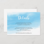 水彩青い海辺のウェディング詳細 エンクロージャーカード (正面/裏面)