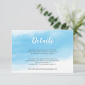 水彩青い海辺のウェディング詳細 エンクロージャーカード (スタンド正面)