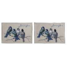 水彩青い灰色の鳥の枝ヴィンテージ