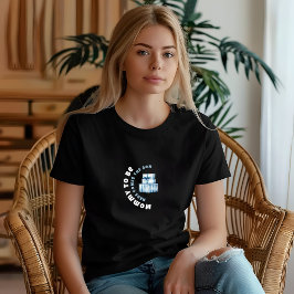 水彩青い白い赤ちゃんシャワー男の子ギフトブラック Tシャツ