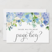 水彩青い紫陽花のページ・ボーイになってもらえますか 招待状 (正面)