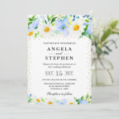 水彩青い花とデイジー結婚ズ 招待状 (スタンド正面)
