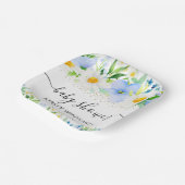 水彩青い花とデイジー赤ちゃんシャワー ペーパープレート (傾斜あり)