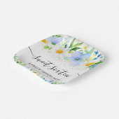 水彩青い花とデイジーSweet sixteen ペーパープレート (傾斜あり)