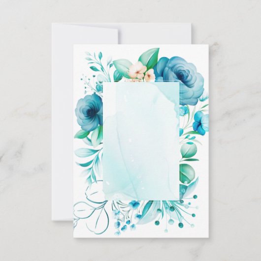 水彩青い花のカードを自作、あなただけの特別なカードに サンキューカード (正面)