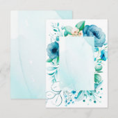 水彩青い花のカードを自作、作成 サンキューカード (正面/裏面)