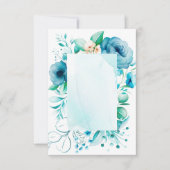 水彩青い花のカード、自分で作成する サンキューカード (正面)