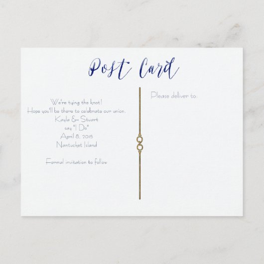 水彩青い花の日付を保存結婚する 案内ポストカード (裏面)