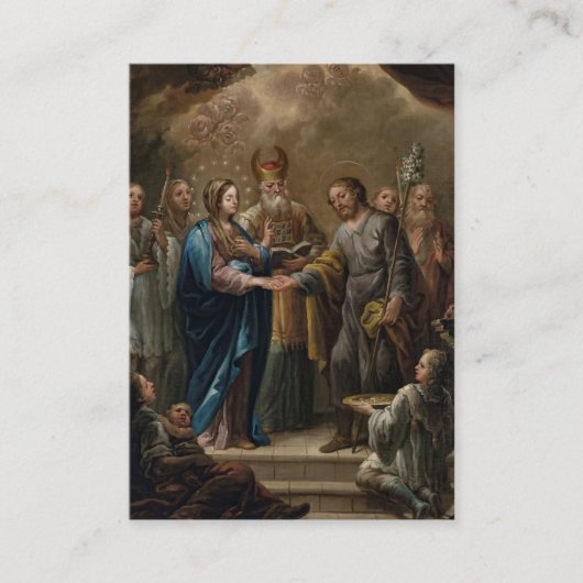 水彩青い花の結婚祈りの言葉カード プレイスカード (正面)