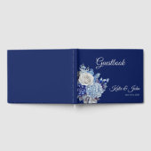 水彩青い花の花束結婚- Guest Book ゲストブック (全面)