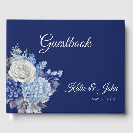 水彩青い花の花束結婚- Guest Book ゲストブック