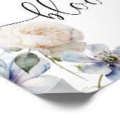 水彩青い花の赤ちゃんシャワーへようこそ ポスター (角)