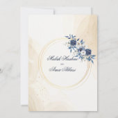水彩青い花イスラム教結婚徒 招待状 (裏面)