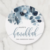 水彩青い花ハッピーハヌカー書道 フェイバータグ (正面)