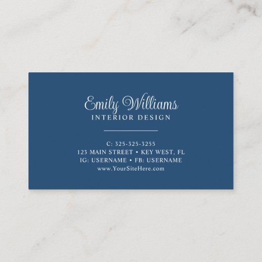 水彩青い花ビジネスカード 名刺 (裏面)