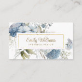 水彩青い花ビジネスカード 名刺 (正面)