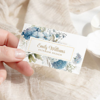 水彩青い花ビジネスカード 名刺