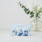 水彩青い花ビジネスカード 名刺 (スタンド正面)