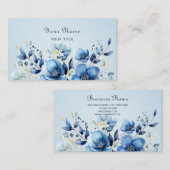 水彩青い花ビジネスカード 名刺 (正面/裏面)