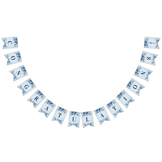 水彩青い花束フラッグ バンティングフラッグ (全)