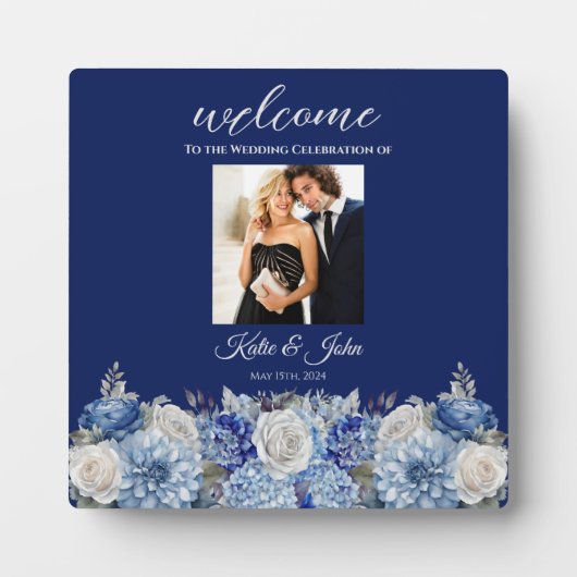 水彩青い花束 –  フォトプラーク (正面)