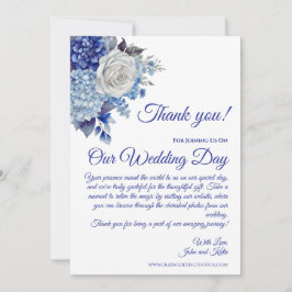 水彩青い花結婚の感謝 –  招待状