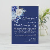水彩青い花結婚の感謝 –  招待状 (スタンド正面)