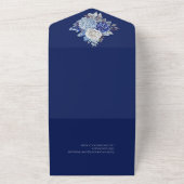 水彩青い花花束結婚の –  オールインワン招待状 (外側)