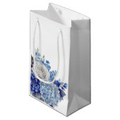 水彩青い花花束結婚の –  スモールペーパーバッグ (正面アングル)