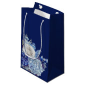 水彩青い花花束結婚の –  スモールペーパーバッグ (正面アングル)