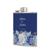 水彩青い花花束結婚の –  フラスク (左)