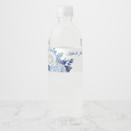 水彩青い花花束結婚の –  ペットボトルラベル