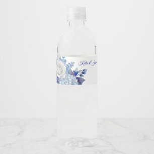 水彩青い花花束結婚の – ペットボトルラベル
