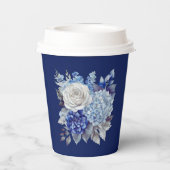 水彩青い花花束結婚の –  紙コップ (裏面)