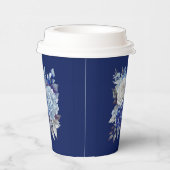 水彩青い花花束結婚の –  紙コップ (右)