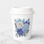 水彩青い花花束結婚の –  紙コップ (裏面)