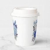 水彩青い花花束結婚の –  紙コップ (右)