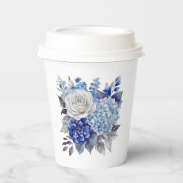 水彩青い花花束結婚の –  紙コップ