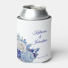 水彩青い花花束結婚の – 缶クーラー
