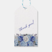 水彩青い花花花花束結婚お願い ギフトタグ (正面)