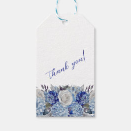 水彩青い花花花花束結婚お願い ギフトタグ